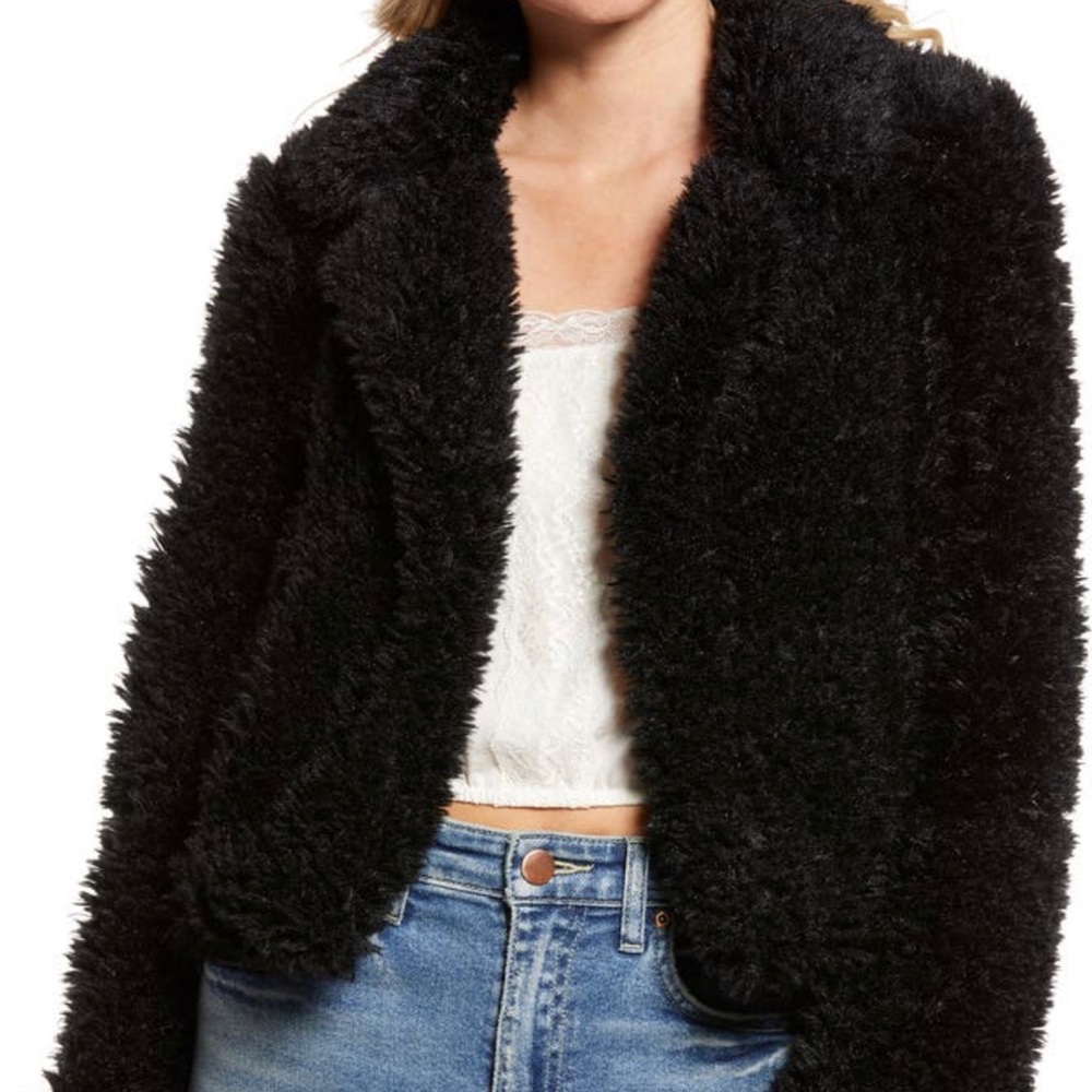 NWT BlankNYC faux fur black jacket Size XS
